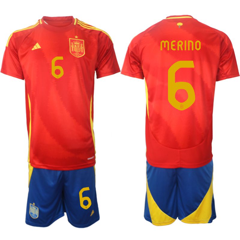 Men 2024-2025 Season Spain home red #6 Soccer Jerseys